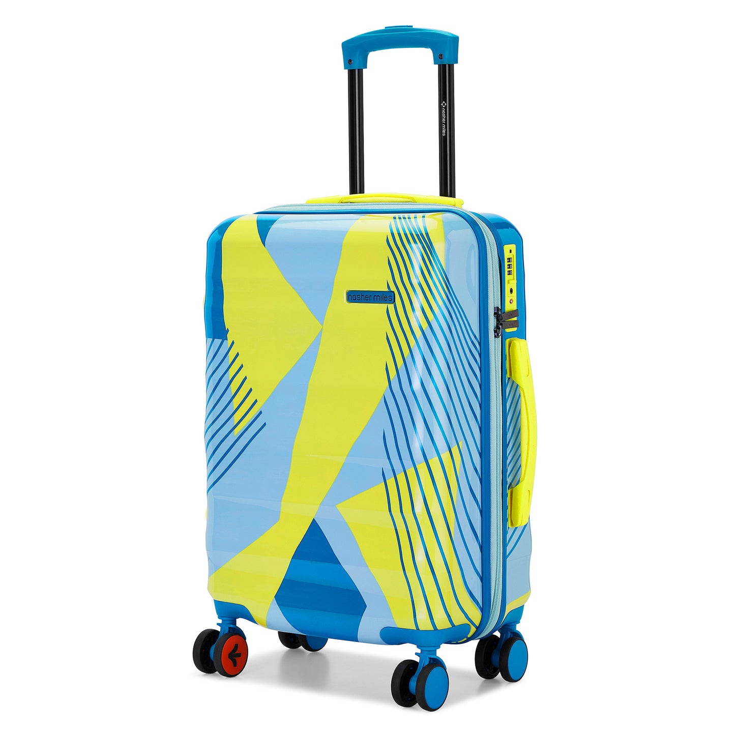 Nasher Miles Chicago Hard-Sided Polycarbonate Printed Cabin Luggage Lemon Teal 20 inch (55) Trolley Bag