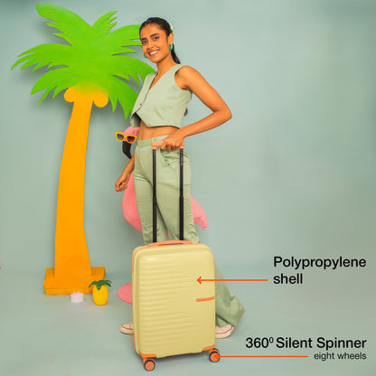 Nasher Miles Havelock TSA Lock and Anti-Theft Hard-Sided Polypropylene Cabin Luggage Cream 20 inch |55 Trolley Bag | Suitcase