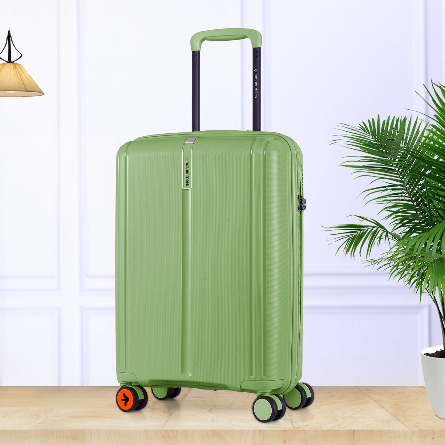 Nasher Miles The Line Hard-Sided Polypropylene Cabin Luggage Avacado Green 20 inch |55 Trolley Bag