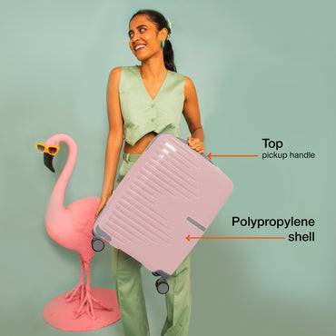 Nasher Miles Havelock TSA Lock and Anti-Theft Hard-Sided Polypropylene Cabin Luggage Pink 20 inch |55 Trolley Bag | Suitcase