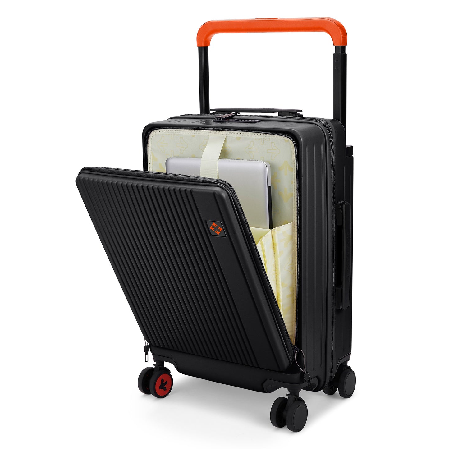 Nasher Miles Silicon Valley Hard-Sided Polycarbonate Cabin Wide Telescopic Handle Luggage with Laptop Compartment Black 20 inch |55 Trolley Bag