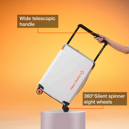 Nasher Miles Oslo TSA Lock Hard-Sided Polycarbonate Wide Telescopic Handle Cabin Luggage White Black 20 inch |55 Trolley Bag