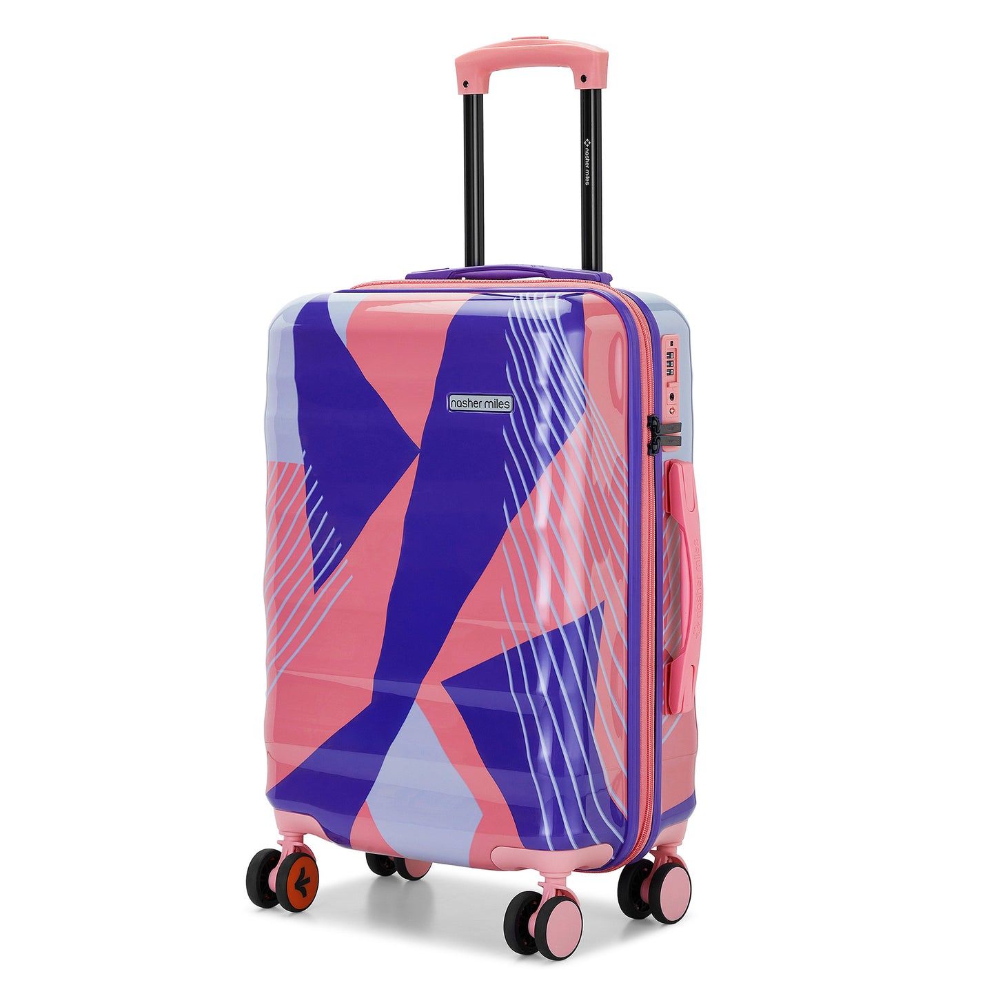 Nasher Miles Chicago Hard-Sided Polycarbonate Printed Cabin Luggage Pink Grey 20 inch (55) Trolley Bag