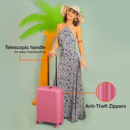Nasher Miles Hawaii TSA Lock and Anti-Theft Hard-Sided Polypropylene Cabin Luggage Pink 20 inch |55 Trolley Bag | Suitcase