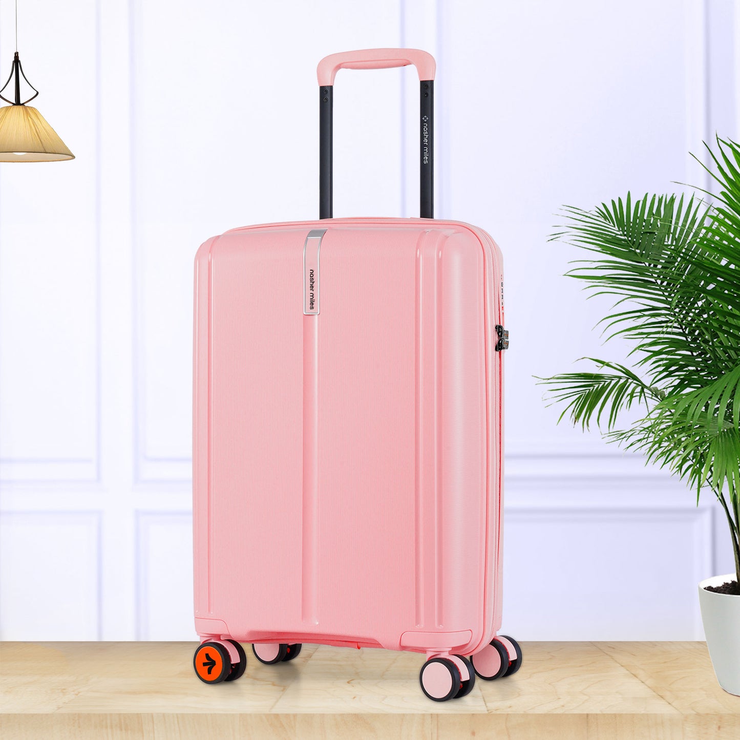 Nasher Miles The Line Hard-Sided Polypropylene Cabin Luggage Pink 20 inch |55 Trolley Bag