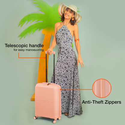 Nasher Miles Hawaii TSA Lock and Anti-Theft Hard-Sided Polypropylene Cabin Luggage Peach 20 inch |55 Trolley Bag | Suitcase