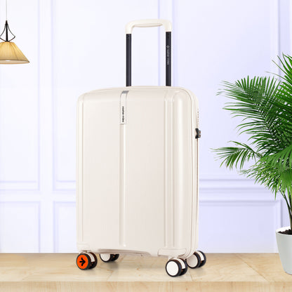 Nasher Miles The Line Hard-Sided Polypropylene Cabin Luggage White 20 inch |55 Trolley Bag