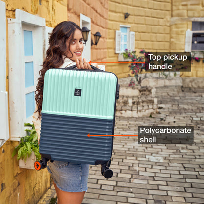 Nasher Miles Istanbul Hard-Sided ABS and PC Cabin Luggage 20 inch | 55cm | 8 Wheels Small Trolley Bag for Travel | Suitcase (Teal Dark Blue)