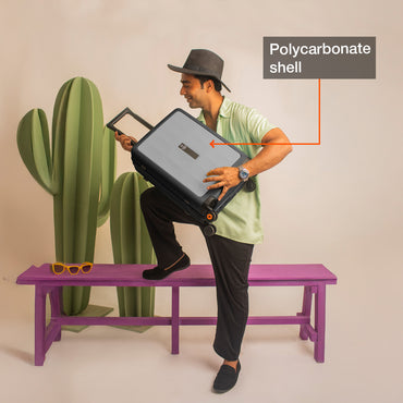 Nasher Miles Zanzibar TSA Lock Hard-Sided Polycarbonate Cabin Luggage Grey Black 20 inch |55 Trolley Bag| Suitcase