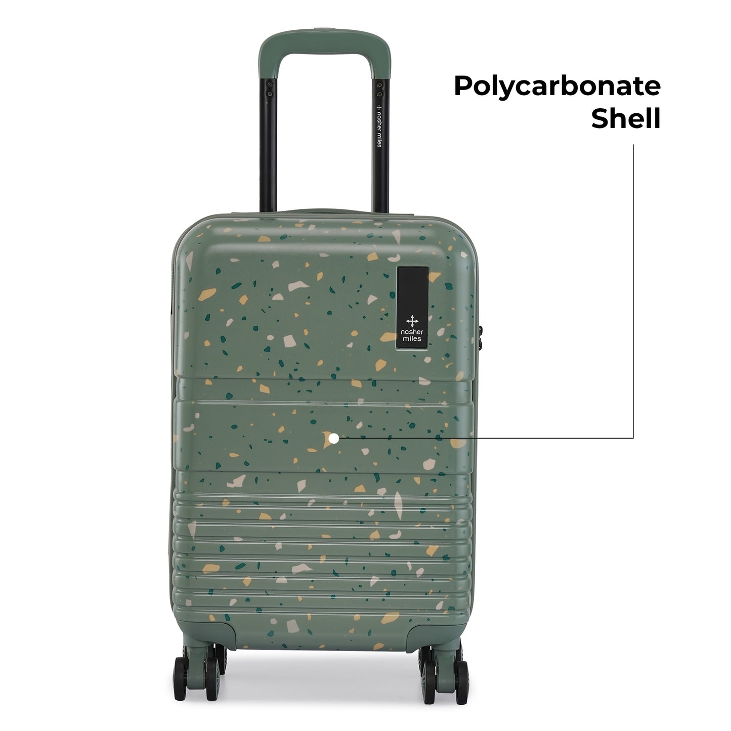 Nasher Miles Venice Hard-Sided Polycarbonate Cabin Terrazzo Printed Luggage 20 inch | 55cm | 8 Wheels Small Trolley Bag for Travel | Suitcase (Green)
