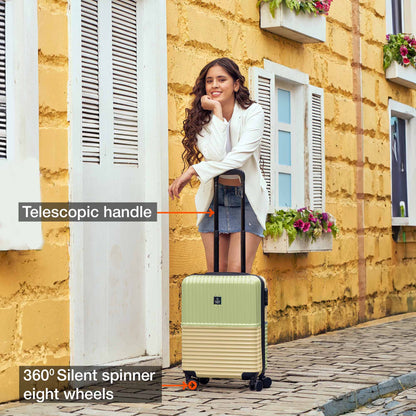 Nasher Miles Istanbul Hard-Sided ABS and PC Cabin Luggage 20 inch | 55cm | 8 Wheels Small Trolley Bag for Travel | Suitcase (Green Yellow)