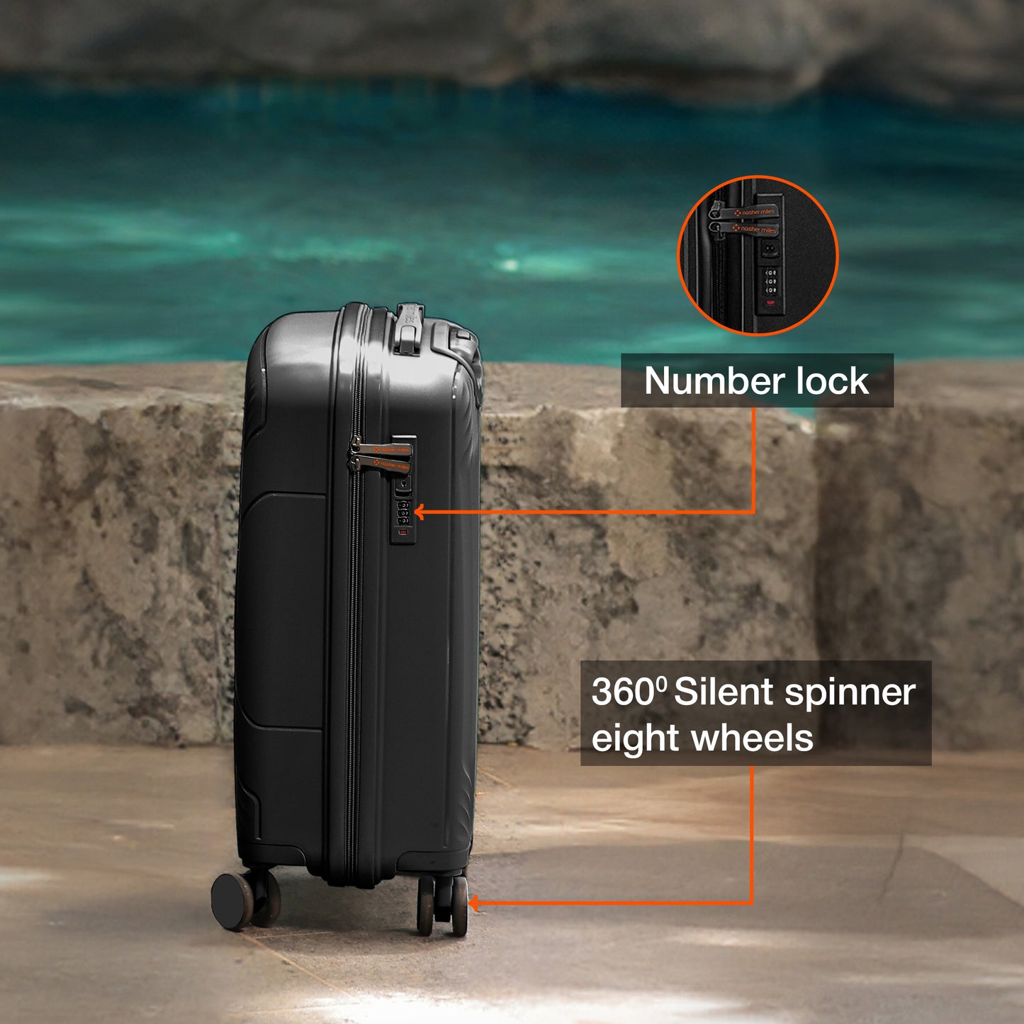 Nasher Miles Coorg Hard-Sided Polypropylene Cabin Luggage Black 20 inch |55 Trolley Bag