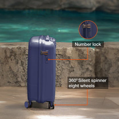 Nasher Miles Coorg Hard-Sided Polypropylene Cabin Luggage Navy Blue 20 inch |55 Trolley Bag