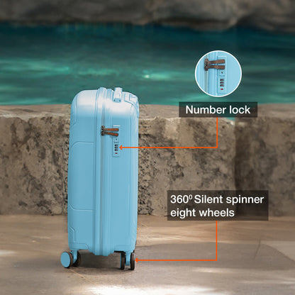 Nasher Miles Coorg Hard-Sided Polypropylene Cabin Luggage Sky Blue 20 inch |55 Trolley Bag