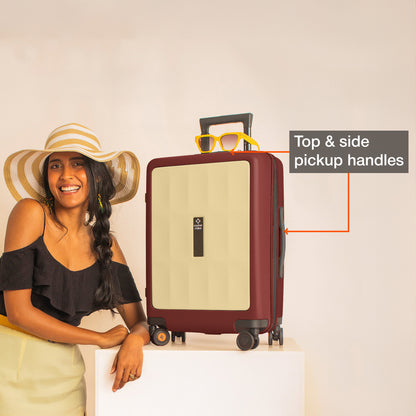 Nasher Miles Zanzibar TSA Lock Hard-Sided Polycarbonate Cabin Luggage Yellow Maroon 20 inch |55 Trolley Bag| Suitcase