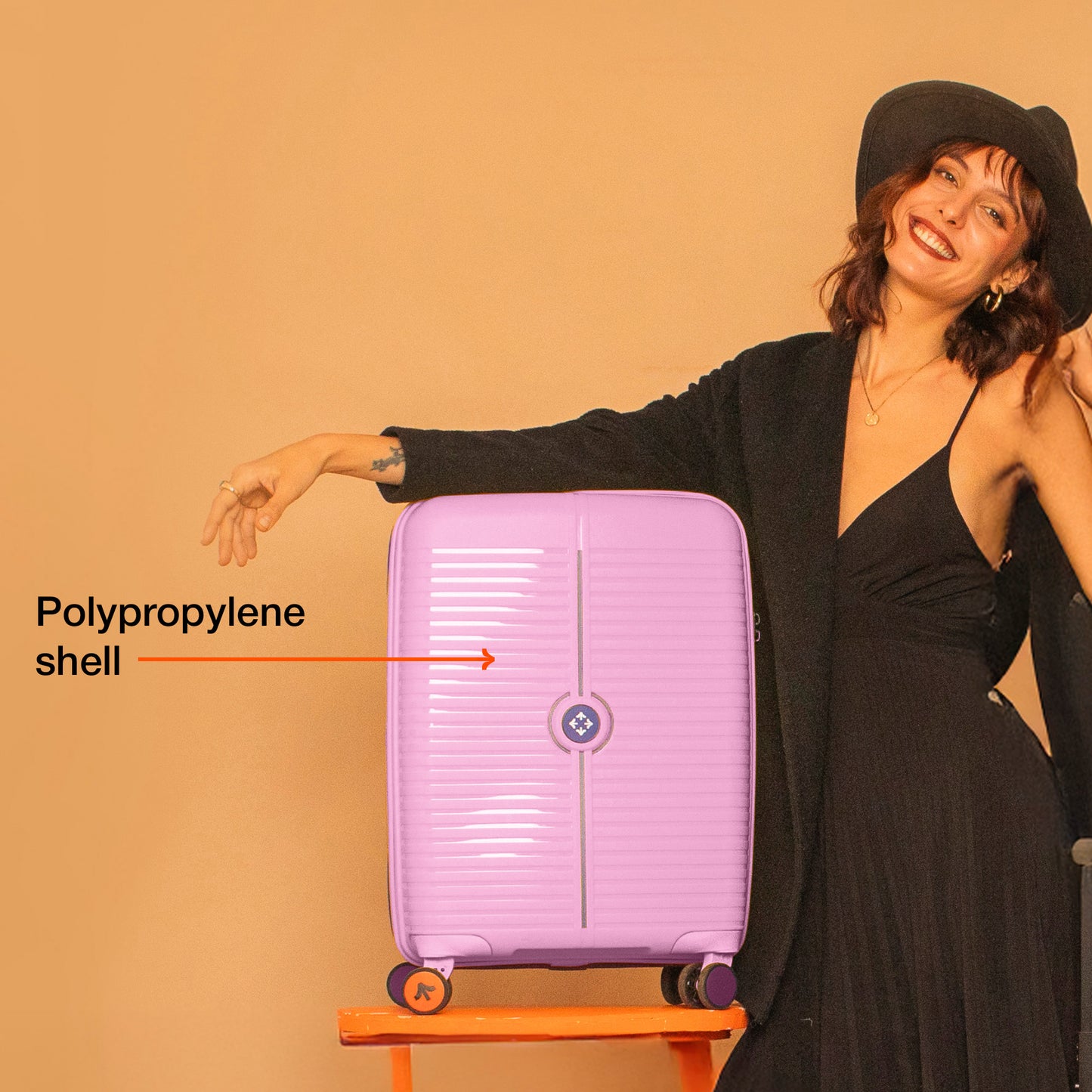 Nasher Miles Dubai TSA Lock Hard-Sided Polypropylene Cabin Luggage 20 inch | 55cm | 8 Wheels Small Trolley Bag for Travel | Suitcase (Lavender Navy Blue)