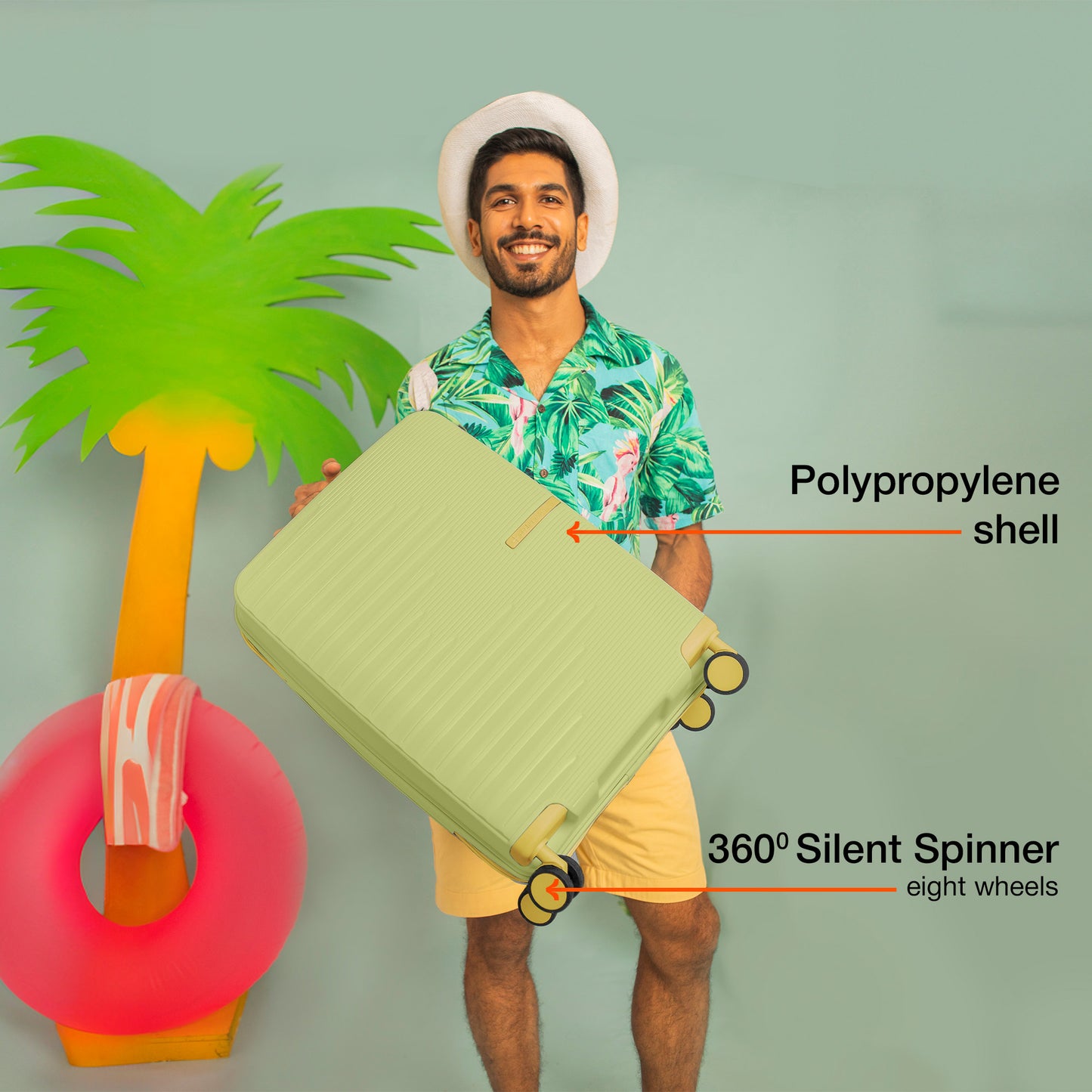 Nasher Miles Havelock TSA Lock and Anti-Theft Hard-Sided Polypropylene Cabin Luggage Green 20 inch |55 Trolley Bag | Suitcase