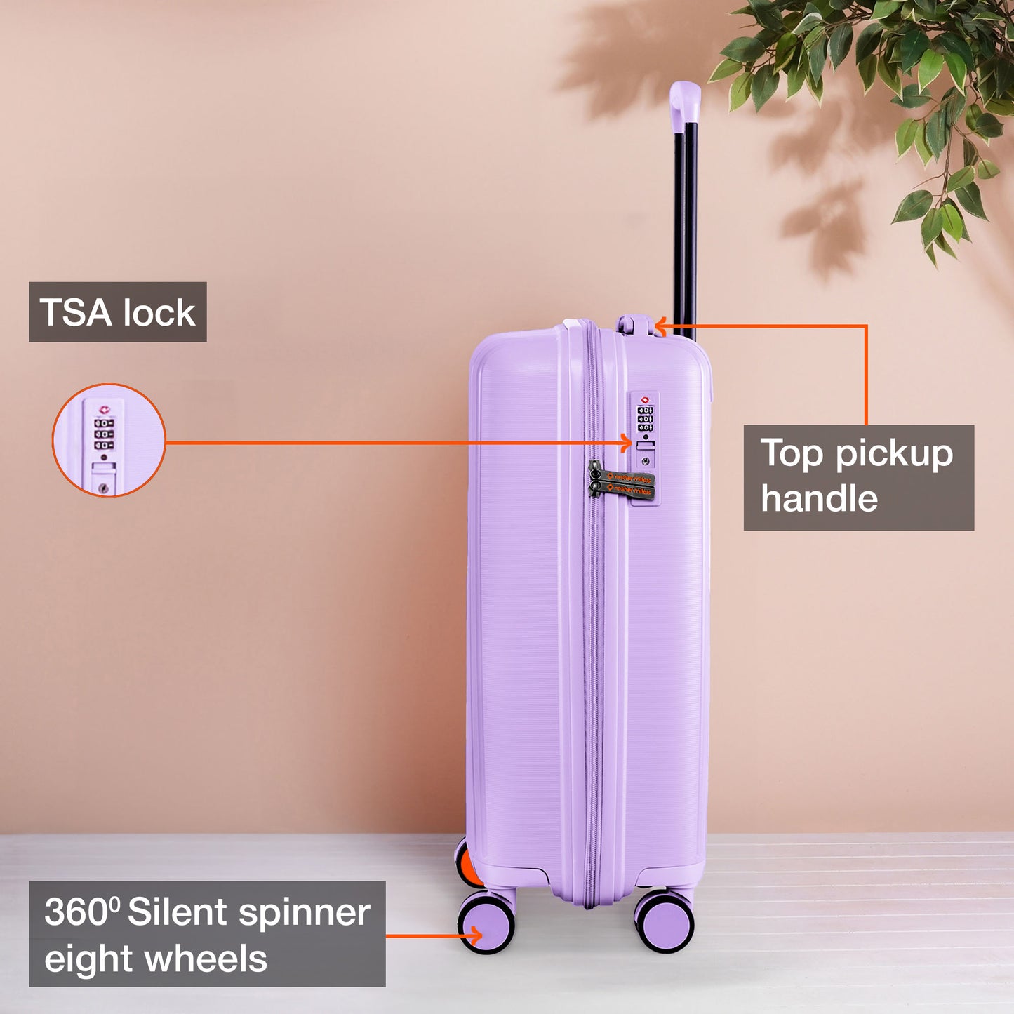 Nasher Miles The Line Hard-Sided Polypropylene Cabin Luggage Purple 20 inch |55 Trolley Bag