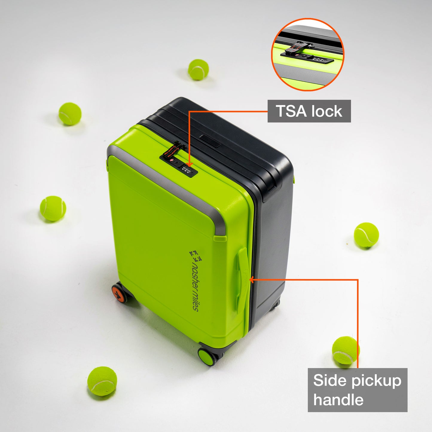 Nasher Miles Oslo TSA Lock Hard-Sided Polycarbonate Wide Telescopic Handle Cabin Luggage Neon Green Grey 20 inch |55 Trolley Bag | Small Suitcase