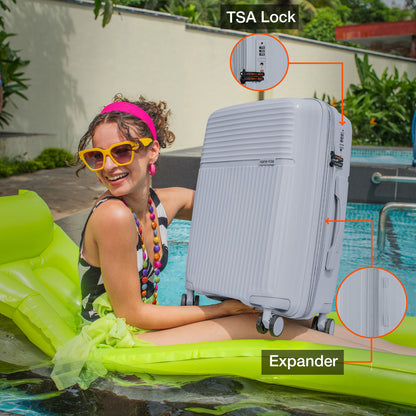 Nasher Miles Krabi Expander Hard-Sided Polypropylene Cabin Luggage Grey 20 inch |55 Trolley Bag