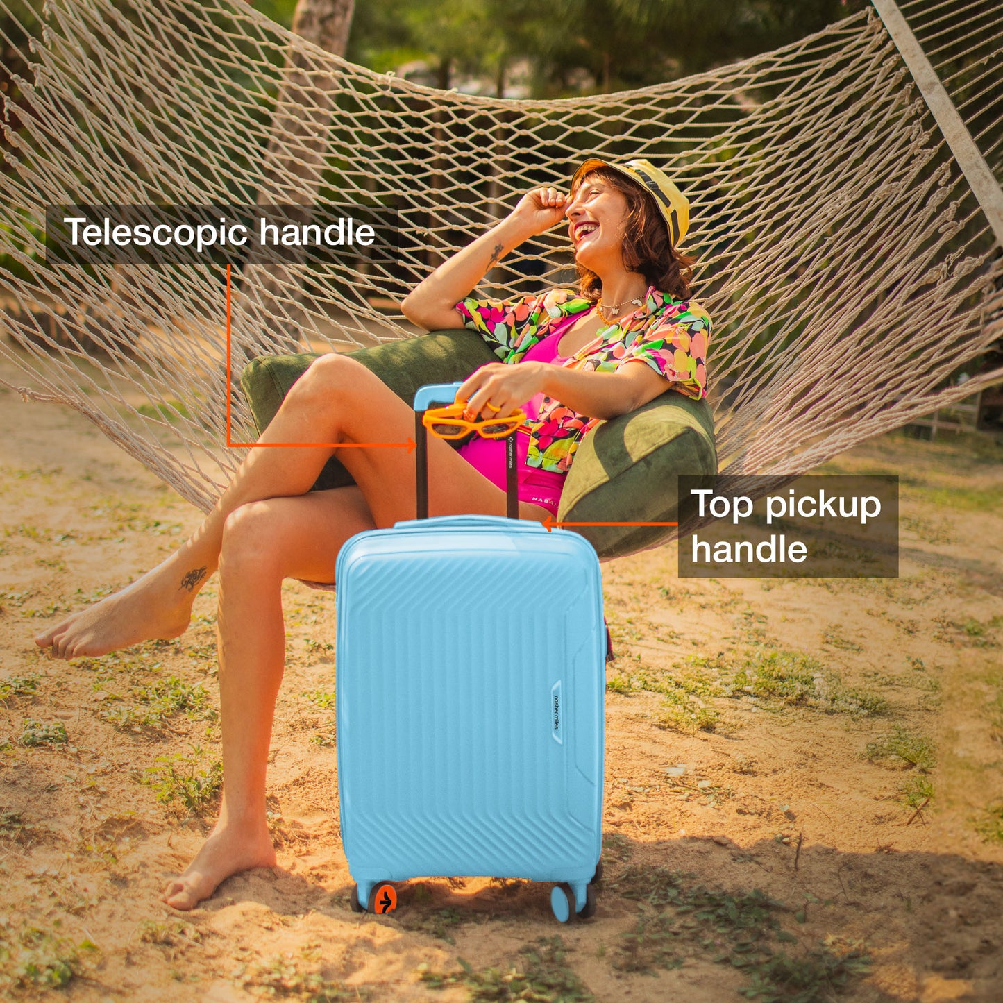 Nasher Miles Coorg Hard-Sided Polypropylene Cabin Luggage Sky Blue 20 inch |55 Trolley Bag