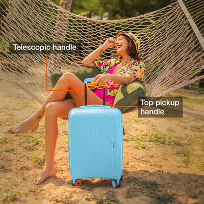 Nasher Miles Coorg Hard-Sided Polypropylene Cabin Luggage Sky Blue 20 inch |55 Trolley Bag