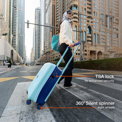 Nasher Miles Dubai TSA Lock Hard-Sided Polypropylene Cabin Luggage 20 inch | 55cm | 8 Wheels Small Trolley Bag for Travel | Suitcase (Green Navy Blue) | Nasher Miles at Broadway