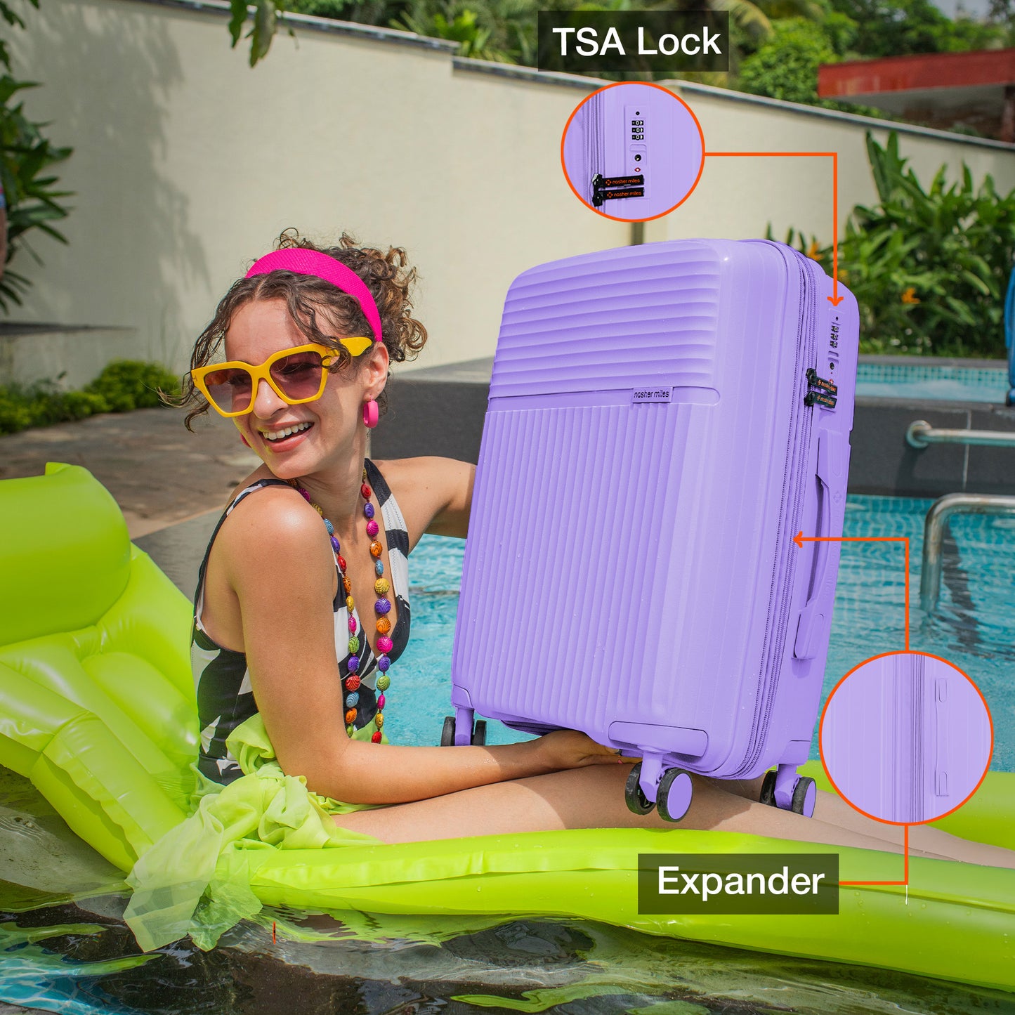 Nasher Miles Krabi Expander Hard-Sided Polypropylene Cabin Luggage Pastel Purple 20 inch |55 Trolley Bag