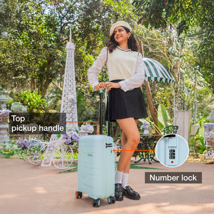Nasher Miles Paris Hard-Sided Polypropylene Cabin Luggage 20 inch | 55cm | 8 Wheels Small Trolley Bag for Travel | Suitcase (Pastel Green)