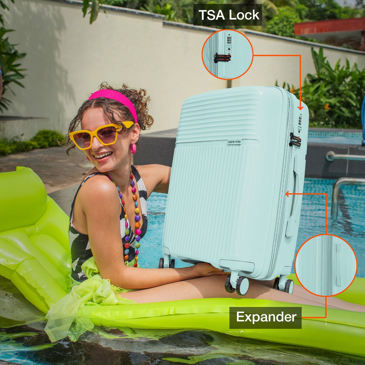 Nasher Miles Krabi Expander Hard-Sided Polypropylene Cabin Luggage Cool Mint 20 inch |55 Trolley Bag