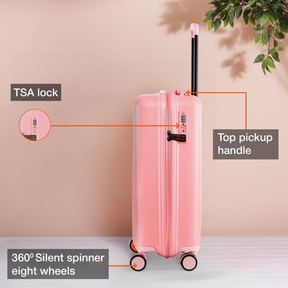 Nasher Miles The Line Hard-Sided Polypropylene Cabin Luggage Pink 20 inch |55 Trolley Bag
