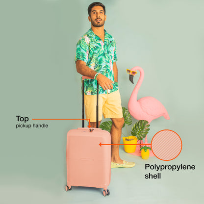 Nasher Miles Hawaii TSA Lock and Anti-Theft Hard-Sided Polypropylene Cabin Luggage Peach 20 inch |55 Trolley Bag | Suitcase