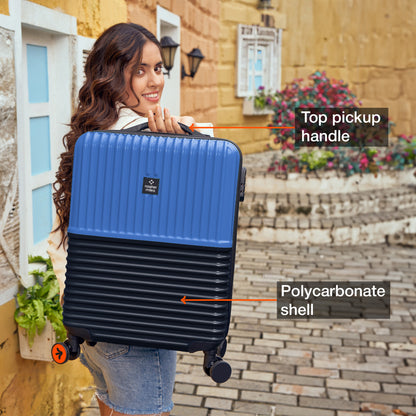 Nasher Miles Istanbul Hard-Sided ABS and PC Cabin Luggage 20 inch | 55cm | 8 Wheels Small Trolley Bag for Travel | Suitcase (Dark Blue)