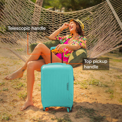 Nasher Miles Coorg Hard-Sided Polypropylene Cabin Luggage Teal 20 inch |55 Trolley Bag