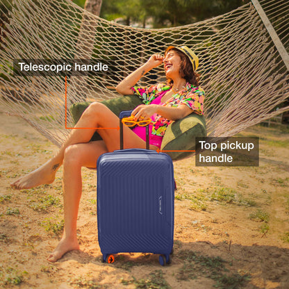 Nasher Miles Coorg Hard-Sided Polypropylene Cabin Luggage Navy Blue 20 inch |55 Trolley Bag