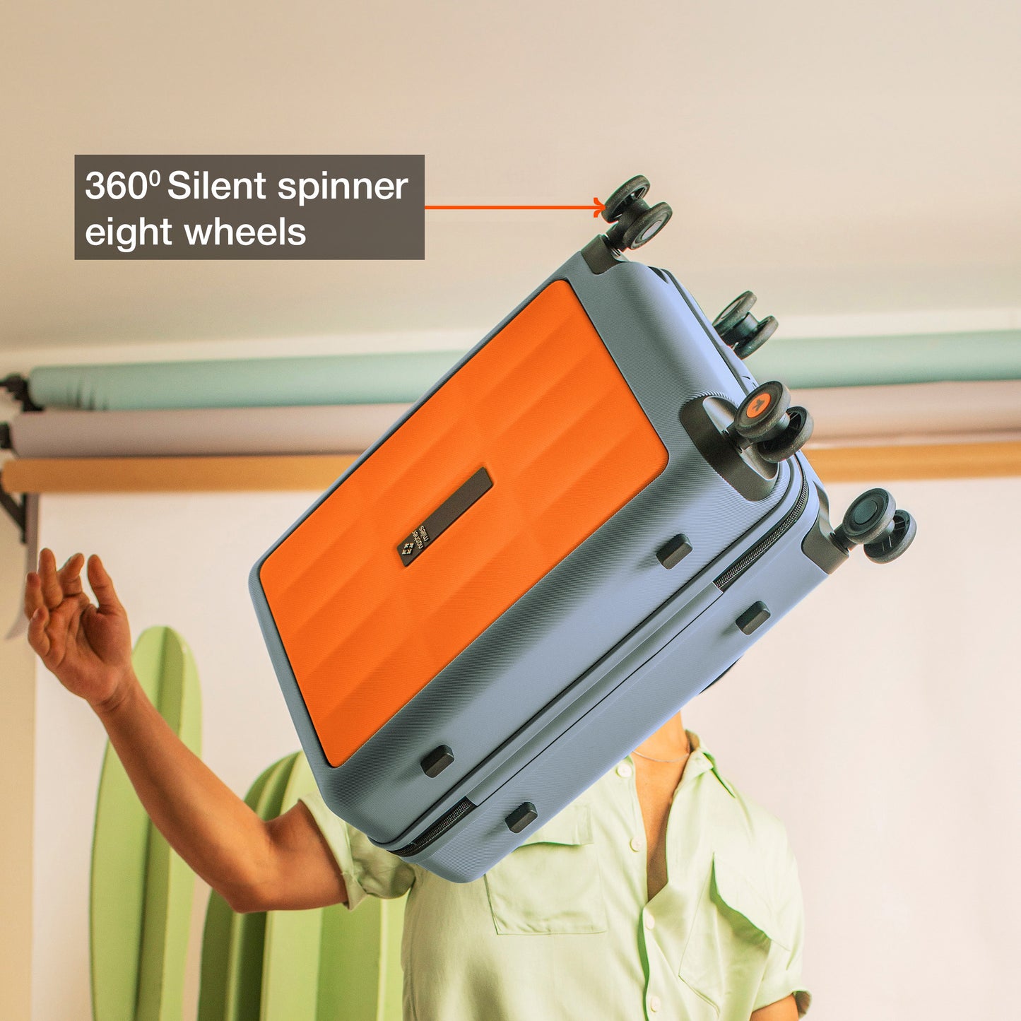 Nasher Miles Zanzibar TSA Lock Hard-Sided Polycarbonate Cabin Luggage Orange Grey 20 inch |55 Trolley Bag| Suitcase