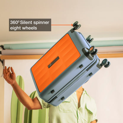 Nasher Miles Zanzibar TSA Lock Hard-Sided Polycarbonate Cabin Luggage Orange Grey 20 inch |55 Trolley Bag| Suitcase