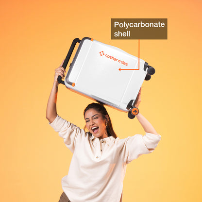 Nasher Miles Oslo TSA Lock Hard-Sided Polycarbonate Wide Telescopic Handle Cabin Luggage White Black 20 inch |55 Trolley Bag