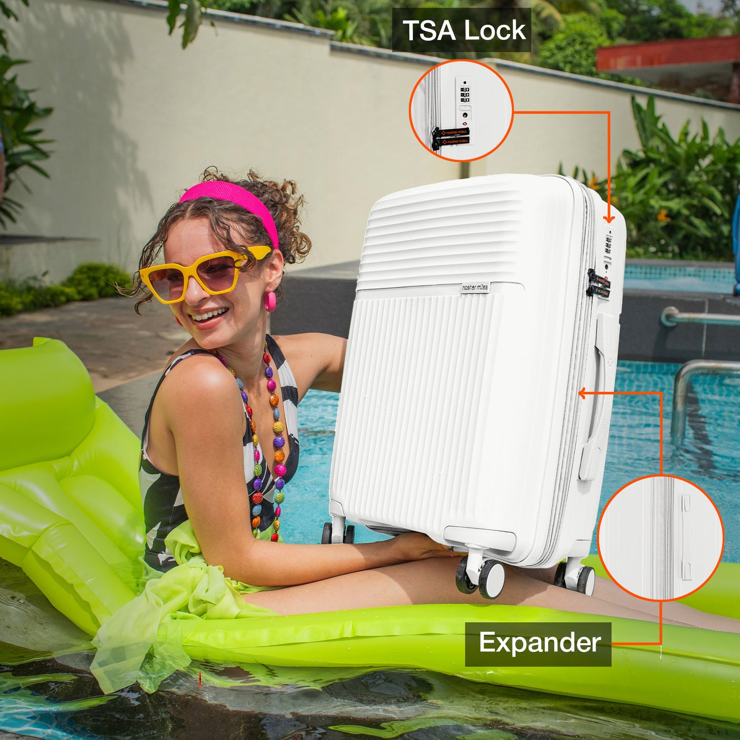 Nasher Miles Krabi Expander Hard-Sided Polypropylene Cabin Luggage White 20 inch |55 Trolley Bag