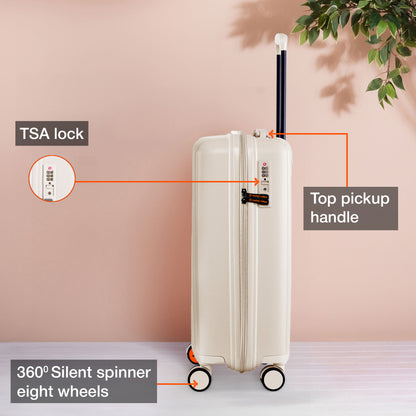 Nasher Miles The Line Hard-Sided Polypropylene Cabin Luggage White 20 inch |55 Trolley Bag