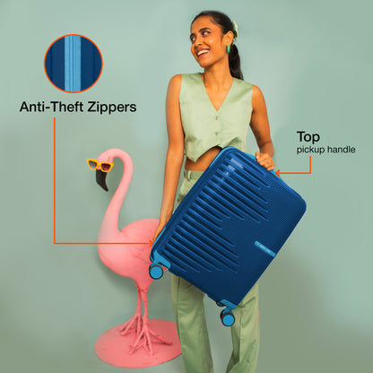 Nasher Miles Havelock TSA Lock and Anti-Theft Hard-Sided Polypropylene Cabin Luggage Blue 20 inch |55 Trolley Bag | Suitcase