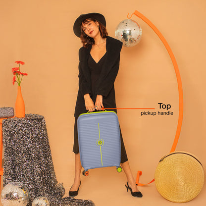 Nasher Miles Dubai TSA Lock Hard-Sided Polypropylene Cabin Luggage 20 inch | 55cm | 8 Wheels Small Trolley Bag for Travel | Suitcase (Grey Green)