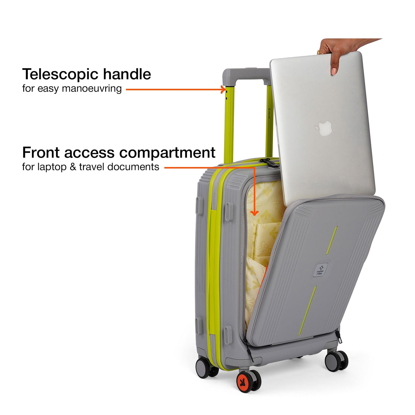 Nasher Miles Alexandria Hard-Sided Polypropylene TSA Lock Cabin Luggage with Laptop Compartment 20 inch | 55cm | 8 Wheels Small Trolley Bag for Travel | Suitcase (Grey Green)