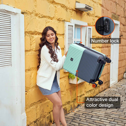 Nasher Miles Istanbul Hard-Sided ABS and PC Cabin Luggage 20 inch | 55cm | 8 Wheels Small Trolley Bag for Travel | Suitcase (Teal Dark Blue)