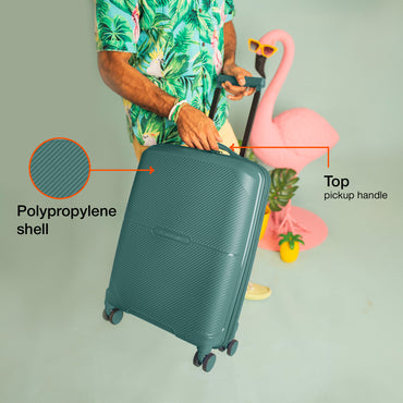 Nasher Miles Hawaii TSA Lock and Anti-Theft Hard-Sided Polypropylene Cabin Luggage Dark Green 20 inch |55 Trolley Bag | Suitcase