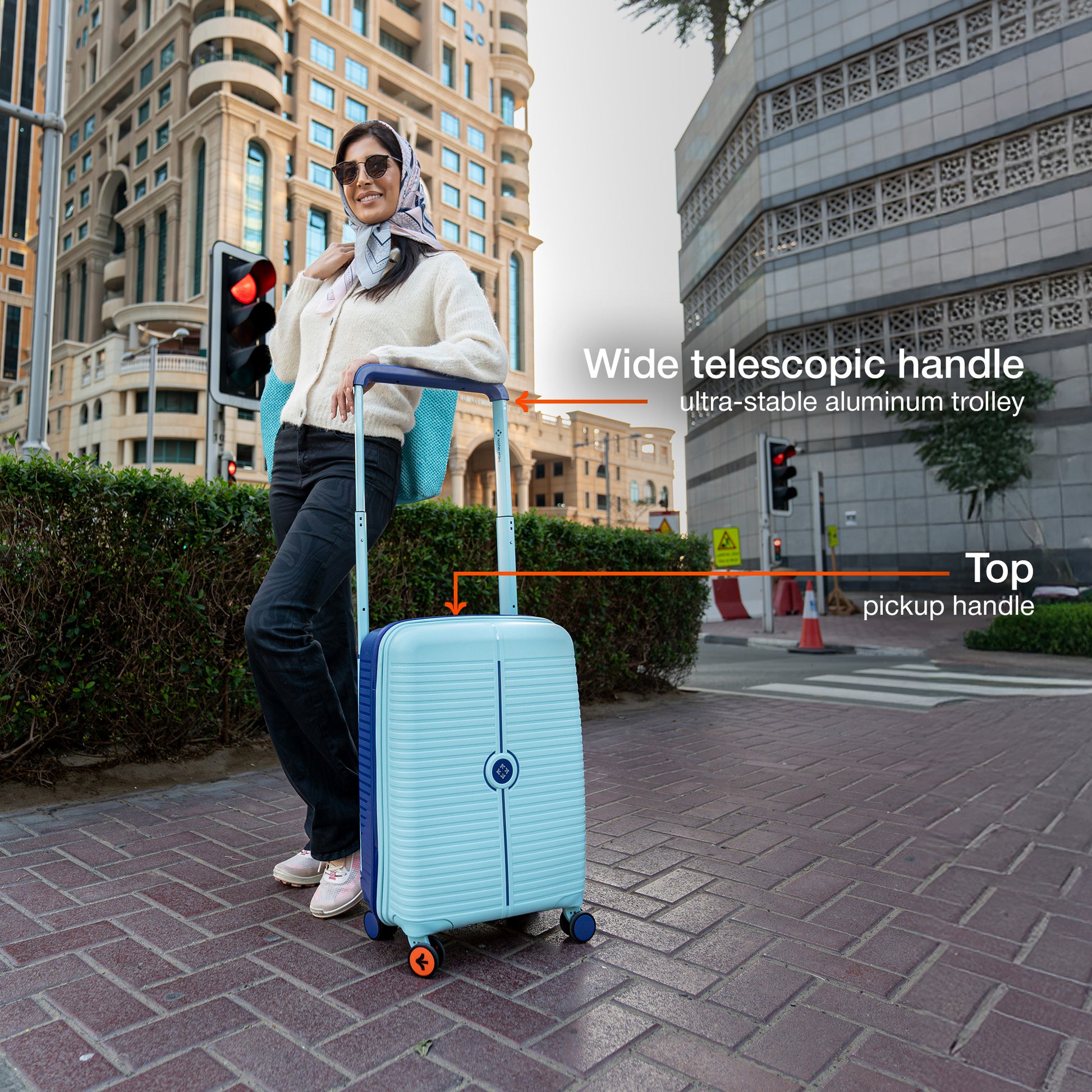 Nasher Miles Dubai TSA Lock Hard-Sided Polypropylene Cabin Luggage 20 inch | 55cm | 8 Wheels Small Trolley Bag for Travel | Suitcase (Green Navy Blue) | Nasher Miles at Broadway