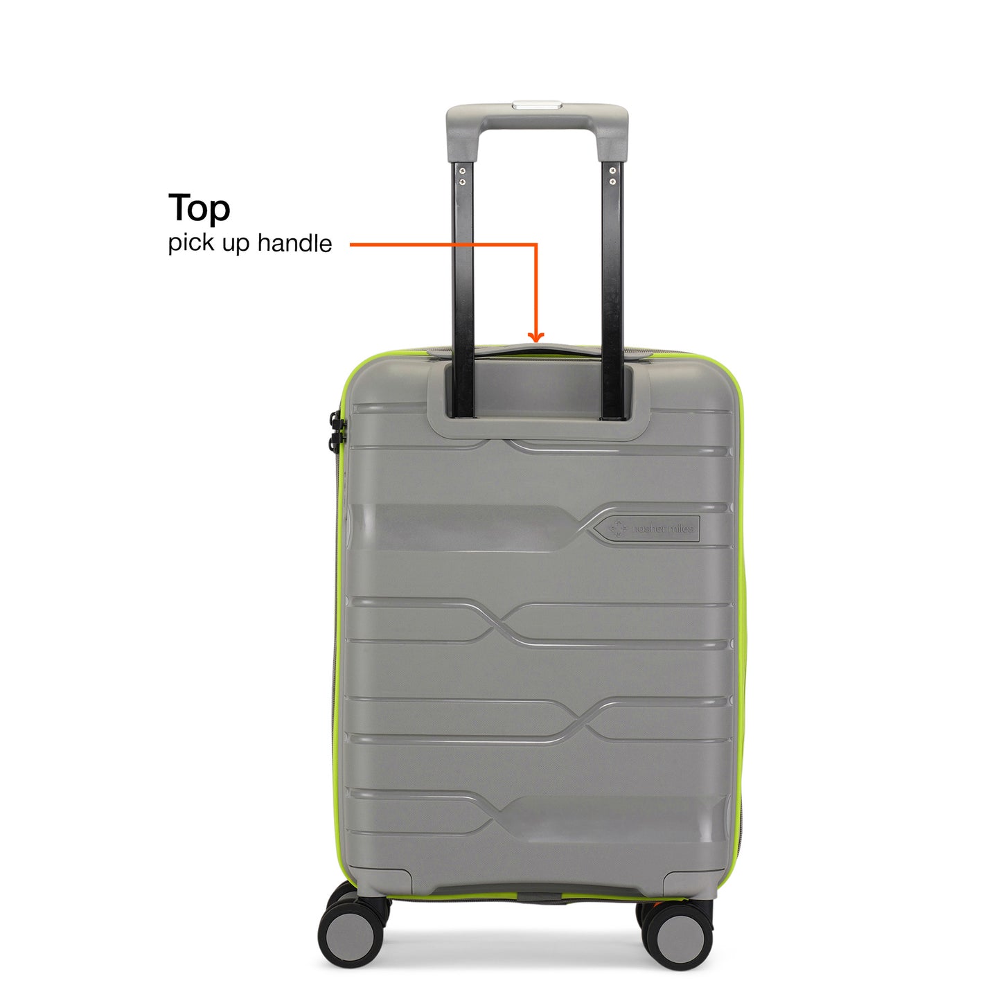 Nasher Miles Cannes Hard-sided Polypropylene Cabin Luggage Grey Neon Green 20 inch | 55 cm Small Trolley bag