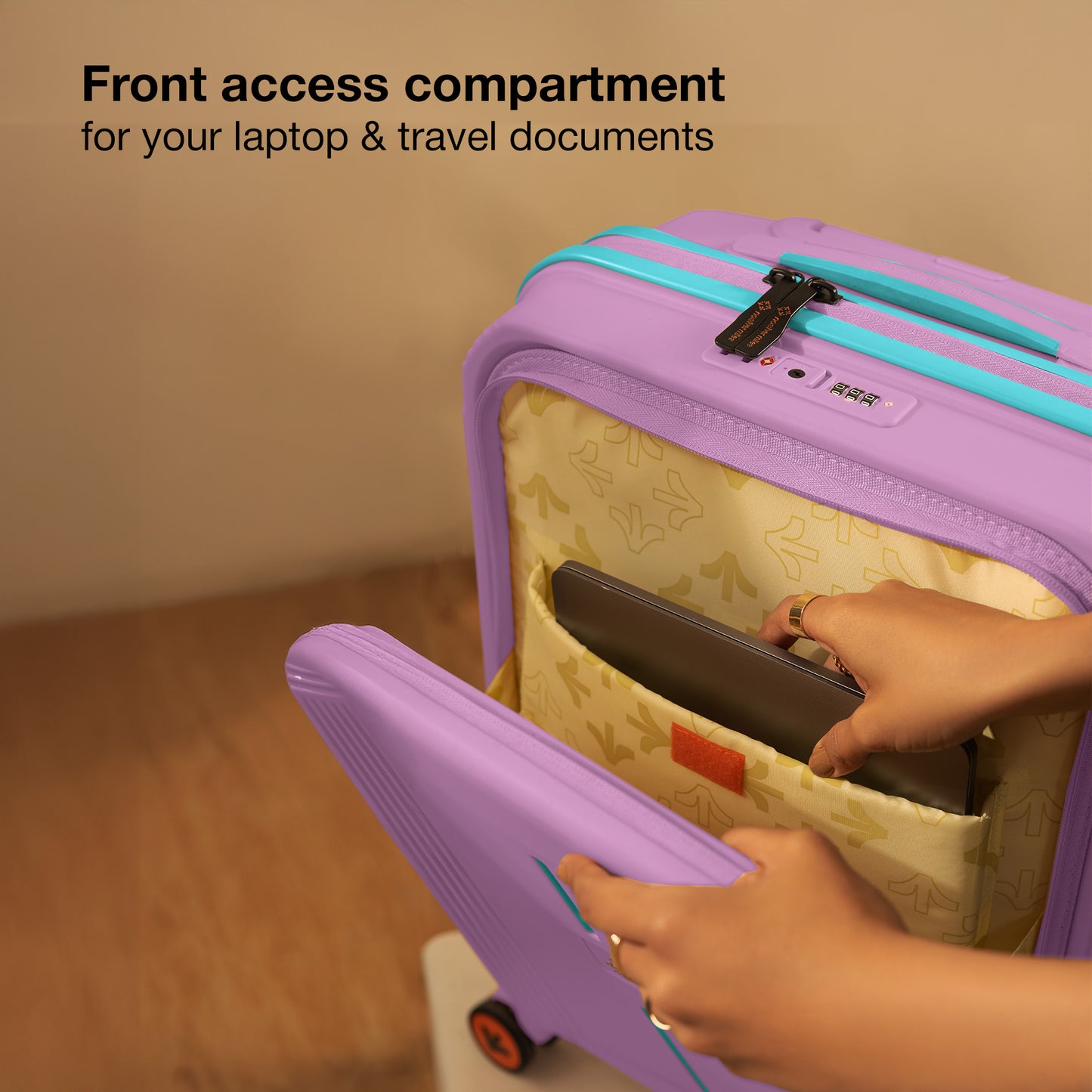 Nasher Miles Alexandria Hard-Sided Polypropylene TSA Lock Cabin Luggage with Laptop Compartment 20 inch | 55cm | 8 Wheels Small Trolley Bag for Travel | Suitcase (Purple Blue)