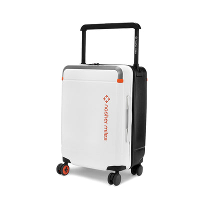 Nasher Miles Oslo TSA Lock Hard-Sided Polycarbonate Wide Telescopic Handle Cabin Luggage White Black 20 inch |55 Trolley Bag