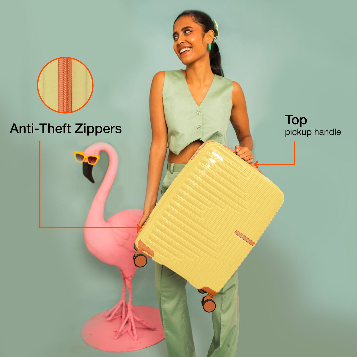 Nasher Miles Havelock TSA Lock and Anti-Theft Hard-Sided Polypropylene Cabin Luggage Cream 20 inch |55 Trolley Bag | Suitcase